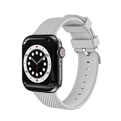 Kompatibel mit Apple Watch Armband 38 mm, 40 mm, 41 mm, Ersatzarmband aus Silikon, Sport, weich, kompatibel mit iWatch Serie 7 SE 6 5 4 3 2 1 Frauen Männer (38/40/41 mm, hellgrau), One Size von VIGTMO