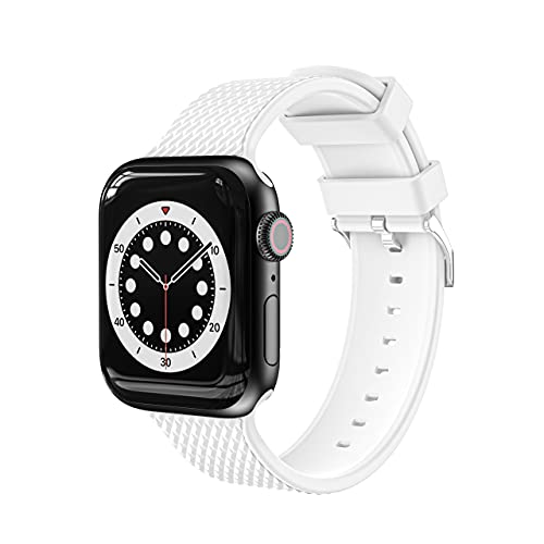 Kompatibel mit Apple Watch Armband 38 mm, 40 mm, 41 mm, Ersatzarmband aus Silikon, Sport, weich, kompatibel mit iWatch Serie 7 SE 6 5 4 3 2 1 Frauen Männer (38/40/41 mm-Weiß), One Size von VIGTMO