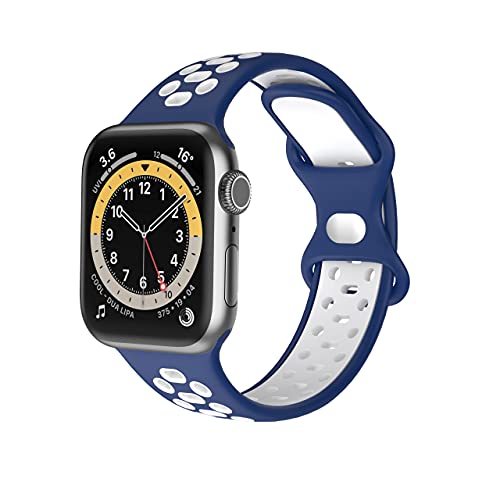 Kompatibel mit Apple Watch Armband 38 mm, 40 mm, 41 mm, Ersatzarmband kompatibel mit iWatch Serie 7 (41 mm) SE Serie 6/5/4 (40 mm) Serie 3/2/1 (38 mm) – Blau und Blatt, One size von VIGTMO