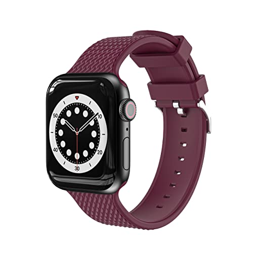 Kompatibel mit Apple Watch Armband 41 mm 45 mm 38 mm 40 mm 42 mm 44 mm, weiches Silikon, kompatibel mit Apple Watch SE/iWatch Series 7 6 5 4 3 2 1 (Bordeaux), burgunderrot, 42 mm/44 mm/45 mm von VIGTMO