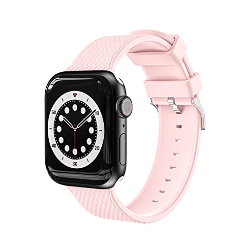 Kompatibel mit Apple Watch Armband 42 mm 44 mm 45 mm, weiches Sportarmband für Apple Watch SE Serie 7 6 5 4 3 2 1 (Rosa) von VIGTMO