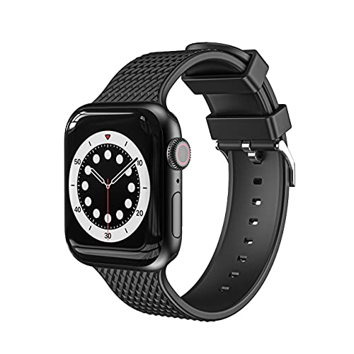 Kompatibel mit Apple Watch Armband 42 mm 44 mm 45 mm, weiches Sportarmband für Apple Watch SE Serie 7 6 5 4 3 2 1 (Schwarz) von VIGTMO