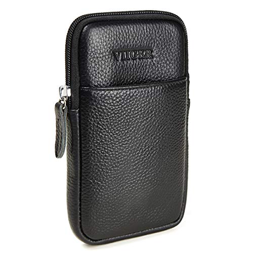 Echtes Leder Handytasche Handy Gürtel Clip Holster Kompatibel mit iPhone 14 Pro Max 15 Pro Max mit Handytasche Dual Pocket Universal Smartphone Gürtelschlaufentasche Tasche für Samsung S24 Ultra Echtes Leder Handytasche Handy Gürtel Clip Holster Kompatibel mit iPhone 14 Pro Max 15 Pro Max mit Handytasche Dual Pocket Universal Smartphone Gürtelschlaufentasche Tasche für Samsung S24 Ultra von VIIGER