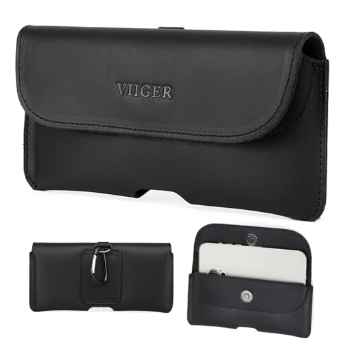 Horizontale Handy-Holster aus echtem Leder, kompatibel mit iPhone 16 Pro Max, iPhone 15 Pro Max, Galaxy S25 Ultra S24 Ultra, mit Gürtelschlaufe und Gürtelclip, Magnetverschluss, Schwarz Horizontale Handy-Holster aus echtem Leder, kompatibel mit iPhone 16 Pro Max, iPhone 15 Pro Max, Galaxy S25 Ultra S24 Ultra, mit Gürtelschlaufe und Gürtelclip, Magnetverschluss, Schwarz von VIIGER