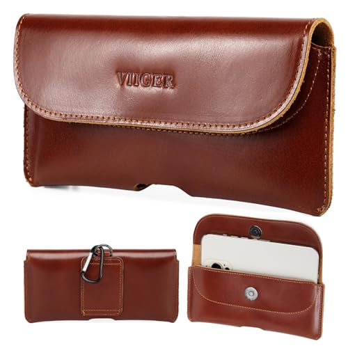 Horizontale Handy-Holster aus echtem Leder, kompatibel mit iPhone 16 Pro Max, iPhone 15 Pro Max, Galaxy S25 Ultra S24 Ultra, mit Gürtelschlaufe und Gürtelclip zum Tragen, Magnetverschluss, Braun Horizontale Handy-Holster aus echtem Leder, kompatibel mit iPhone 16 Pro Max, iPhone 15 Pro Max, Galaxy S25 Ultra S24 Ultra, mit Gürtelschlaufe und Gürtelclip zum Tragen, Magnetverschluss, Braun von VIIGER