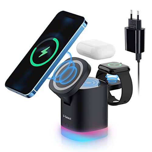 VIJIM Kabellose Ladestation, 3in1 QI Wireless Ladestation, 25W Schnelles Kabelloses Ladegerät für iPhone 12 11 13 Pro Max/SE 3/X/XR/XS Max/8, Ladestation für iWatch SE/7/6/5/4/3/2, AirPods Pro/3/2 von VIJIM