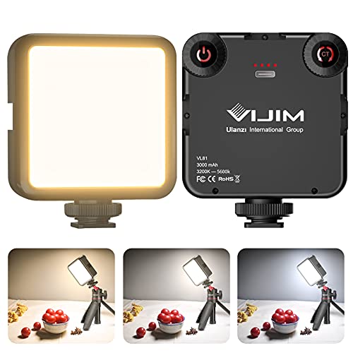 VIJIM VL81 LED On Camera Video Light, Mini Rechargeable 3000mAh Battery Bicolor 3200K-5600K Continuous Photo Lighting Panel CRI95+, Portable Vlog Lamp Fits Sony, Nikon, Canon, iPhone, Fuji, Panasonic von VIJIM