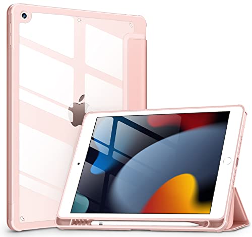 DTTOCASE Schutzhülle für iPad 9.,8., stoßfeste TPU-Rahmenabdeckung [integrierter Stifthalter, unterstützt automatische Sleep/Wake] für iPad 10.2 – Rad Ose-Gold von VIKESI