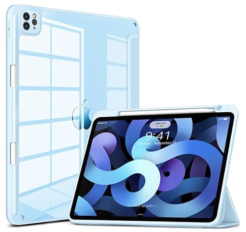 DTTOCASE Schutzhülle für iPad Air 5.,4. Generation 10.9 Zoll (2022/2020), iPad Pro 11 Zoll Hülle mit transparenter, stoßfester Rückseite [Integrierter Stifthalter, Kameraschutz],Eis Blue lue von VIKESI