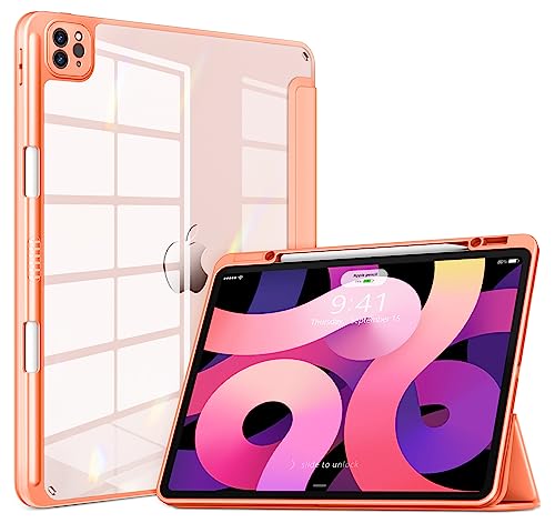 DTTOCASE iPad Pro 12.9 Hülle 6./5./4./3. Generation 2022/2021/2020/2018, 12.9 cm (12.9 Zoll), transparent, stoßfest, integrierter Stifthalter, Kameraschutz, für iPad Pro-Vitality Orange von VIKESI