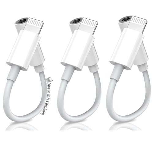 [Apple MFi Zertifiziert] 3-Pack Kopfhörer Adapter für iPhone, Lightning auf 3.5 mm Kopfhörer Jack Adapter für iPhone Konverter Dongle Audio Kabel kompatibel mit iPhone 14 13 12 11 X XS 8 7 von VIKEVO