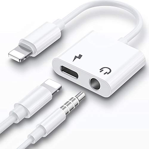 Kopfhörer Adapter für iPhone Dongle, 2 in 1 Lightning zu 3.5mm Aux Audio Jack Dongle Splitter Kopfhörer Adapter Konverter Kompatibel für iPhone 15/14/13/12/SE/11/Xs/XR/X/8 7 Unterstützung Alle iOS von VIKEVO