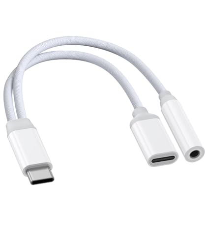 USB C auf 3,5mm Kopfhörer Adapter, 2 in 1 Typ-C Kopfhörer Adapter für iPhone 15/15Plus/15 Pro/15 Pro Max, Huawei P40/30/20, Mate20 Pro, Pixel 6, Sumsung Galaxy S23/S23/S21Ultra/Note10, iPad Pro von VIKEVO