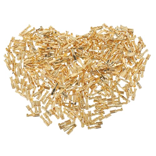 VILLCASE 1000Stücke Crimp Kabelklemme Flachstecker Steckverbindungen Für Lautsprecher Elektronik Goldkontakte Kabelterminal Verbinder Flachstecker Sortiment von VILLCASE