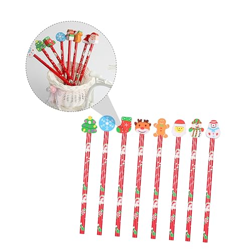 VILLCASE 15 Stück Bleistift schreibkladde bundstifteset Kinderstiftset mit Weihnachtsmotiven weihnachts kugelschreiber Weihnachtsstiftset cautsch Urlaubsstifte Gummi von VILLCASE