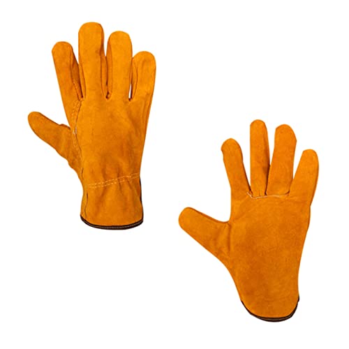 VILLCASE 1Paar Hitzebeständige Schweißhandschuhe Robustem Verschleißfest Wärmeisolierend Für Sichere Anwendung Beim Schweißen Und Grillen Orange von VILLCASE