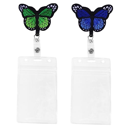 VILLCASE 2 Sets Teleskop Easy Pull Button Einziehbarer Ausweishalter Ausweishalter Ausweisclip Tag Reel Namensschildclip Blau Abs von VILLCASE