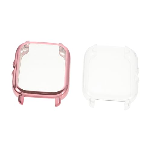 VILLCASE 2Stücke Uhrengehäusedeckel Für TPU Schutz Komplettschutz Für Smartwatch Leicht Zugänglich Beim Laden Pinkem Design von VILLCASE