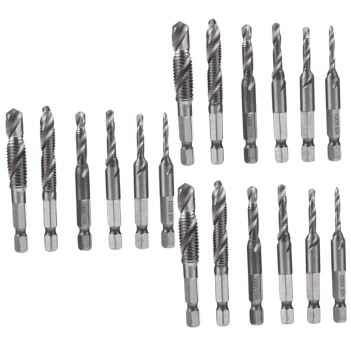 VILLCASE 3 Sätze Bohrer Set Stufenbohrer Drehmoment Gewindebohrer Elektrischer Schraubendreher Verstellbares Werkzeug Hartmetallbohrer Mutternschlüssel Spiralbohrer Gewindebohrer 6 Stück * 3 von VILLCASE
