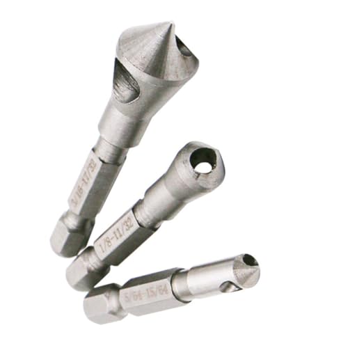 VILLCASE 3 Teiliger Fasenbohrer Holzbearbeitungs Lochwerkzeuge Senker Metallbohrer Bohrer Mit Senker Metall Senker Bit Senker Bits Senker Bits Bohrer Senker Stahl Silber von VILLCASE