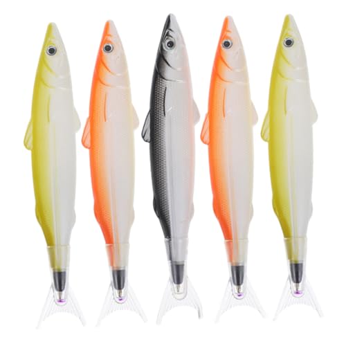 VILLCASE 5 Stück Fischballstift Fisch Kugelschreiber Büro Schreibwaren Lustige Kugelschreiber Schreibwaren farbige kugelschreiber Kreative Fischstifte stationär Plastik von VILLCASE