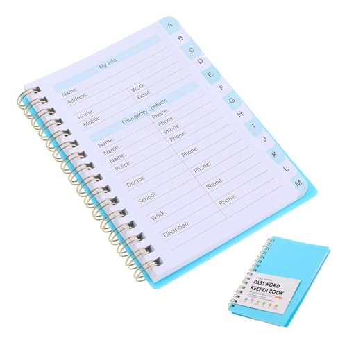 VILLCASE Binder-notizbuch Mit Passwort-Manager Und Registerkarten Notizblock Für Senioren Und Sichere Aufzeichnung von VILLCASE