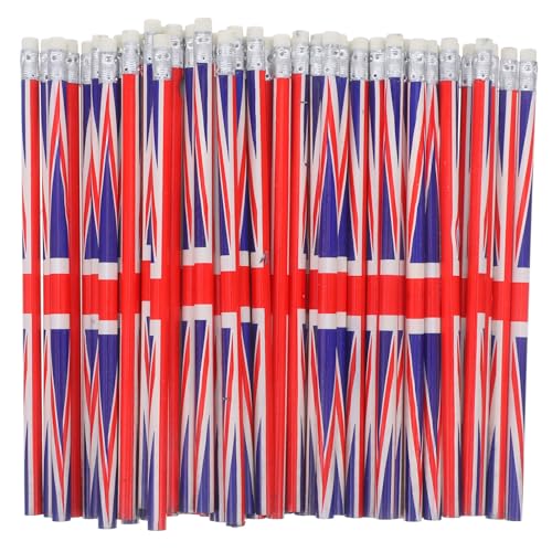 VILLCASE Bleistifte Mit Britischer Flagge 60 Stück Bleistifte Mit Britischer Union-Jack-Flagge Patriotische Bleistifte Mit England-Flagge Mit Radiergummis Für Schule Zeichnen Skizzieren von VILLCASE