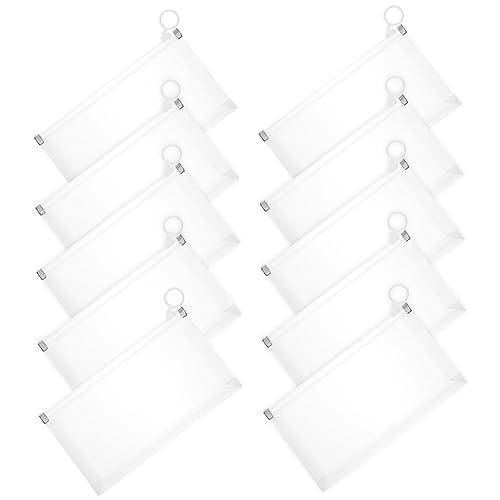 VILLFUL 10 Stück Verdickte Transparente Dreidimensionale Dokumententasche Mit Reißverschluss Design, Bleistifttasche, Stifttasche, Stiftaufbewahrungstasche, Große Schreibwarentasche, von VILLFUL