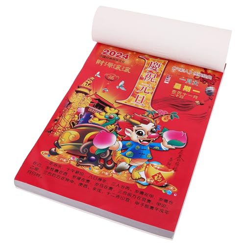 VILLFUL 2024 Jahr Des Drachen Wandkalender Handgerissener Kalender Alter Gelber Kalender Alter Kaiserlicher Kalender Alter Abreißkalender Tierkreis Glückverheißender Tag Home Tongsheng von VILLFUL