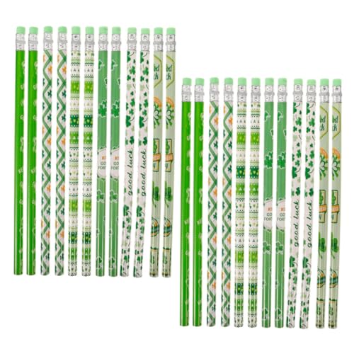 VILLFUL 24st Bleistift Mit Vierblättrigem Kleeblatt Kleeblattstifte Gefälligkeiten Belohnungsstift Holzstifte Zeichenstift Mit Radiergummi Studentische Nutzung Hölzern von VILLFUL