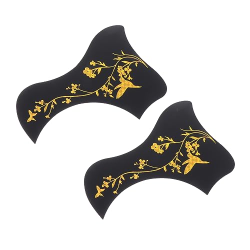 VILLFUL 2 Stück Gitarren-Schlagbrett-Aufkleber Kratzfest schützendes Gitarrenzubehör für 40/41 Zoll Akustikgitarre Vogel-Stil Gold einfach anzubringen von VILLFUL