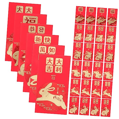 VILLFUL Rote Päckchen Hong Bao Zum Jahr Des Hasen Rote Geldtasche Mit Hasenmuster Für Neujahrsgeschenk VILLFUL Rote Päckchen Hong Bao Zum Jahr Des Hasen Rote Geldtasche Mit Hasenmuster Für Neujahrsgeschenk von VILLFUL