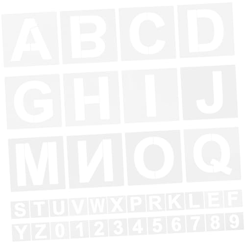 VILLFUL 36 Stück Digitale Kunststoff Vorlagen, Wiederverwendbare Druckschablonen, Buchstaben Schablonen Zum Malen, Schablonen Zum Malen Von Buchstaben, Kunststoff Buchstaben Schablonen von VILLFUL