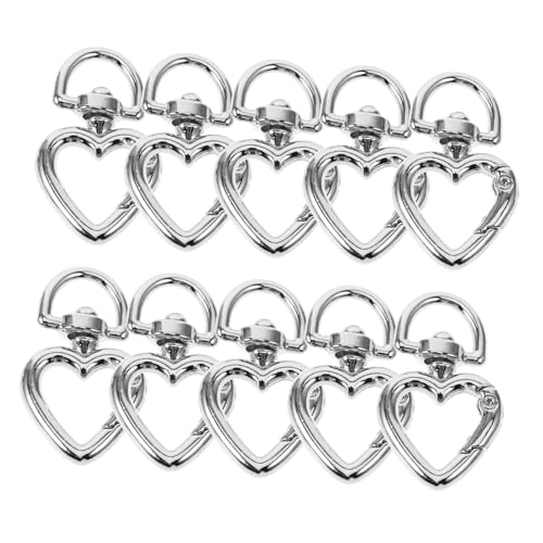 VILLFUL Herz-schlüsselanhänger Mit Federverschluss D-ringen Und Karabinerhaken 10 Stück Metall Ersatz Für Schlüsselringe Und Taschen VILLFUL Herz-schlüsselanhänger Mit Federverschluss D-ringen Und Karabinerhaken 10 Stück Metall Ersatz Für Schlüsselringe Und Taschen von VILLFUL