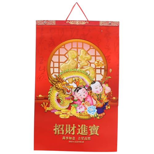 VILLFUL Jahr Des Drachenkalenders, Chinesischer Mondkalender, Neujahrs Wandbehang, Hängekalender Im Chinesischen Stil, Hängender Mondjahreskalender, Chinesischer Schreibtischkalender, von VILLFUL