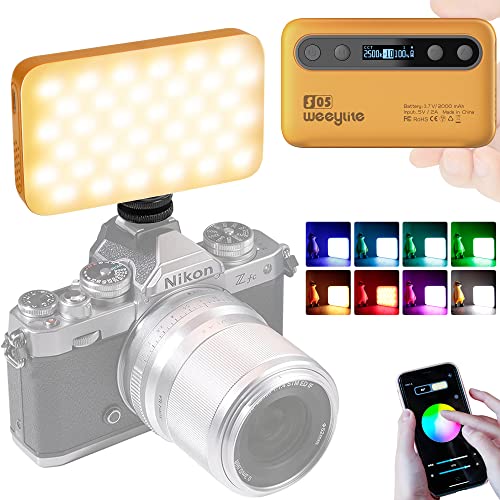 5W RGB Videoleuchte LED für Live Streaming YouTube Tiktok Aufnahmen, 2800K-6800K Dimmbare, APP Fernbedienung, eingebauter 2000mAh Akku (Gelb) von VILTROX