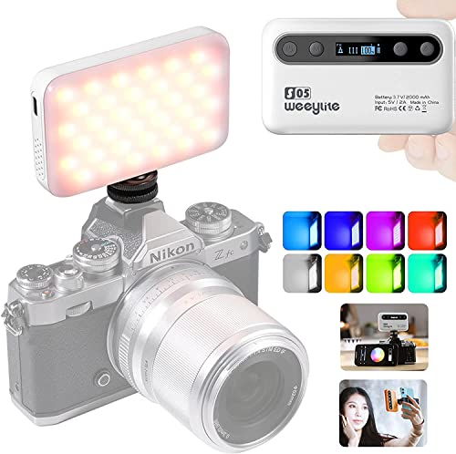 5W RGB Videoleuchte LED für Live Streaming YouTube Tiktok Aufnahmen, 2800K-6800K Dimmbare, APP Fernbedienung, eingebauter 2000mAh Akku (Weiß) von VILTROX