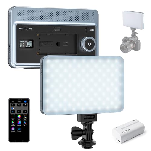 VILTROX 15B LED Video Licht Panel, 18W CRI 95+ 2800K-6800K mit App Steuerung Tragbare Fotografie Foto Panel Video Licht mit NP-F550 Akku von VILTROX