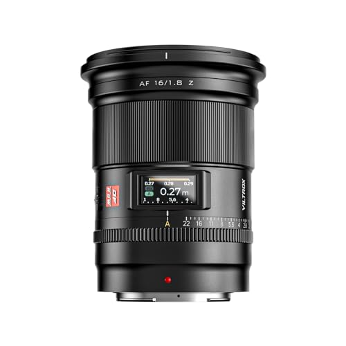 VILTROX 16mm F1.8 Vollformat Kameraobjektiv für Nikon Z Mount, große Blende, Weitwinkelobjektiv, integrierter LCD-Bildschirm von VILTROX