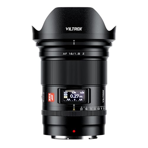 VILTROX 16mm f/1.8 Z Objektiv für Nikon Z-Mount Vollformat Prime Weitwinkel Autofokus Objektiv mit LCD-Bildschirm AF/MF-Schalter, Kompatibel mit Nikon Z Mount Z5 Z50 Z6 Z6II Z7 Z7II ZFC Z30 Z9 Z8 von VILTROX