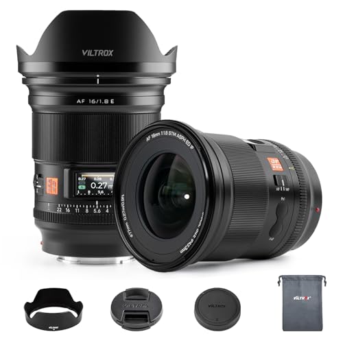 VILTROX 16mm F1.8 Full Frame Autofokus Objektive für Sony E Mount Kamera Objektive Standard Camera Lenses FE große Blende Weitwinkelobjektiv kompatibel für Sony a7 a7C a7III a7RIII a7RIV a7RV a9 a6100 von VILTROX