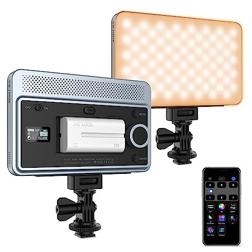 VILTROX 18W LED Videoleuchte auf Kameralicht mit App-Steuerung und Kaltschuh 2800K-6800K CRI95+ 198 LED-Perlen Fotografie Fotobeleuchtung Panel Videoleuchte mit 2200mAh-Akku für Fotografie YouTube von VILTROX