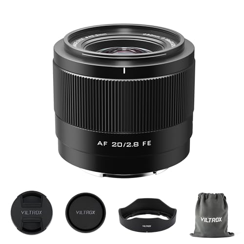 VILTROX 20mm F2,8 f/2,8 AF-Objektiv für Sony E Mount, Weitwinkel-Vollformat-Autofokusobjektiv, kompatibel mit spiegellosen Sony E-Mount-Kameras Alpha a7 a7III a7R a7RII I a7RIV a7S a7SII a9 a7C von VILTROX