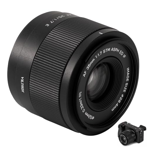 VILTROX 35mm F1.7 E-Mount AF 35mm F1.7 für Sony E APS-C STM Autofokus Prime Objektiv mit großer Blende für Sony A7RII A7SII A7II A7RIII A7IV A7RIV A9 A1 ZVE1 ZV-E10 A6700 FX3 a6500 von VILTROX