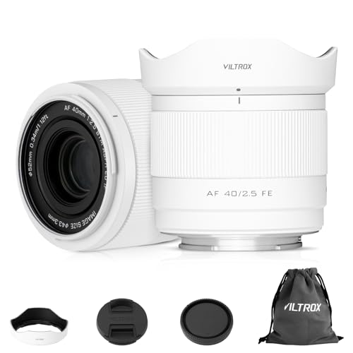 VILTROX 40mm F2.5 Autofokus Objektive Full Frame für Sony E Mount STM Kamera Objektive Standard Objektive Große Blende Kompatibel für Sony a7 a7C a7III a7RIII a7RIV a7RV a9 a6100 a6400 a6700(Weiß) von VILTROX