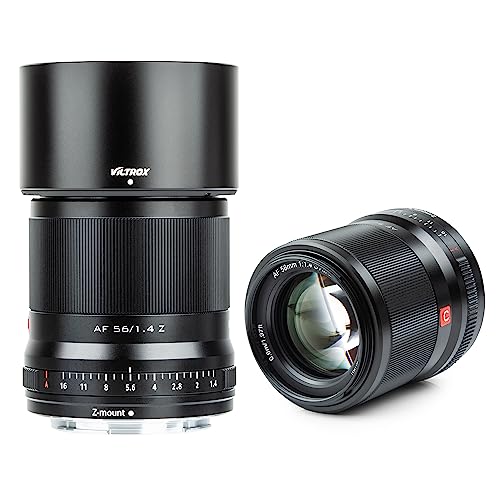 VILTROX 56 mm F1.4 Z-Halterung für Nikon Z5 Z50 Z6 Z6II Z7 Z7II ZFC (APS-C, Autofokus), Schwarz von VILTROX