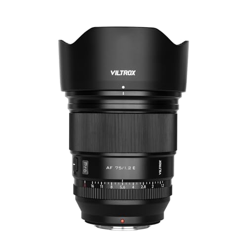 VILTROX 75mm f/1.2 F1.2 PRO Autofokus Objektiv für Sony E-Mount Ultra Weitwinkel APS-C Prime Objektiv kompatibel mit Sony E-Mount spiegellosen Kameras A7M/R/S Serie A7Cc A9 A1 A6x00 Fs5 von VILTROX