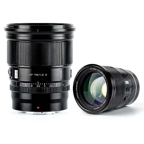 VILTROX 75mm f/1.2 Z-Mount APS-C Objektiv Prime Große Blende für Nikon Z Mount Z30 Z50 Zfc Z5 Z6 Z7 Z5II Z6II Z9 Z8 (Autofokus, STM) Schwarz von VILTROX