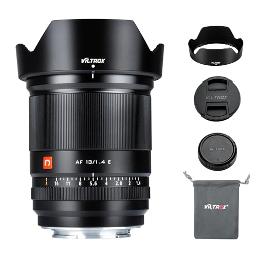 VILTROX AF 13mm F1.4 Objektiv für Sony E-Mount, F/1.4 Ultraweitwinkel-APS-C-Festbrennweite mit Autofokus für Sony E-Mount-Kameras A6600 A6500 A6300 A6400 A7 A7R A7C A7II A7RII A7SIII A7III A9 A1 von VILTROX