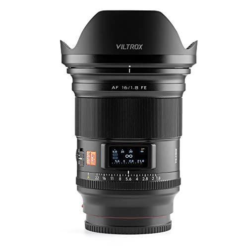 VILTROX AF 16mm f/1.8 FE Vollrahmen Objektiv Weitwinkel Autofokus mit integriertem LCD-Bildschirm für Sony E Mount Kameras für Sony A7IV A7RIV A9 A7RⅤ a6600 von VILTROX